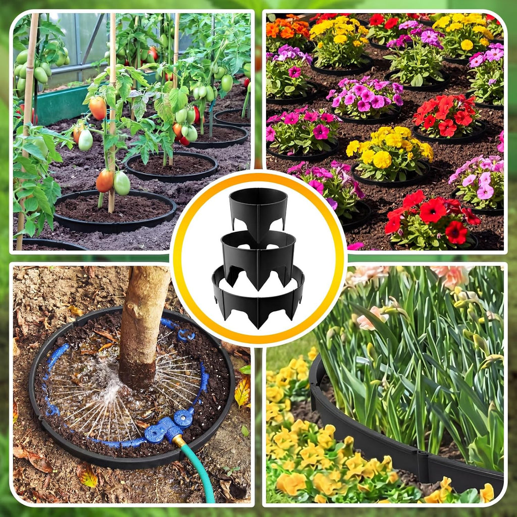 100 Pcs Planting Grow Rings, Diameter Range 8.2-15.7 Inches, Adjustable Interlocking Plant Support Rings with Mallet