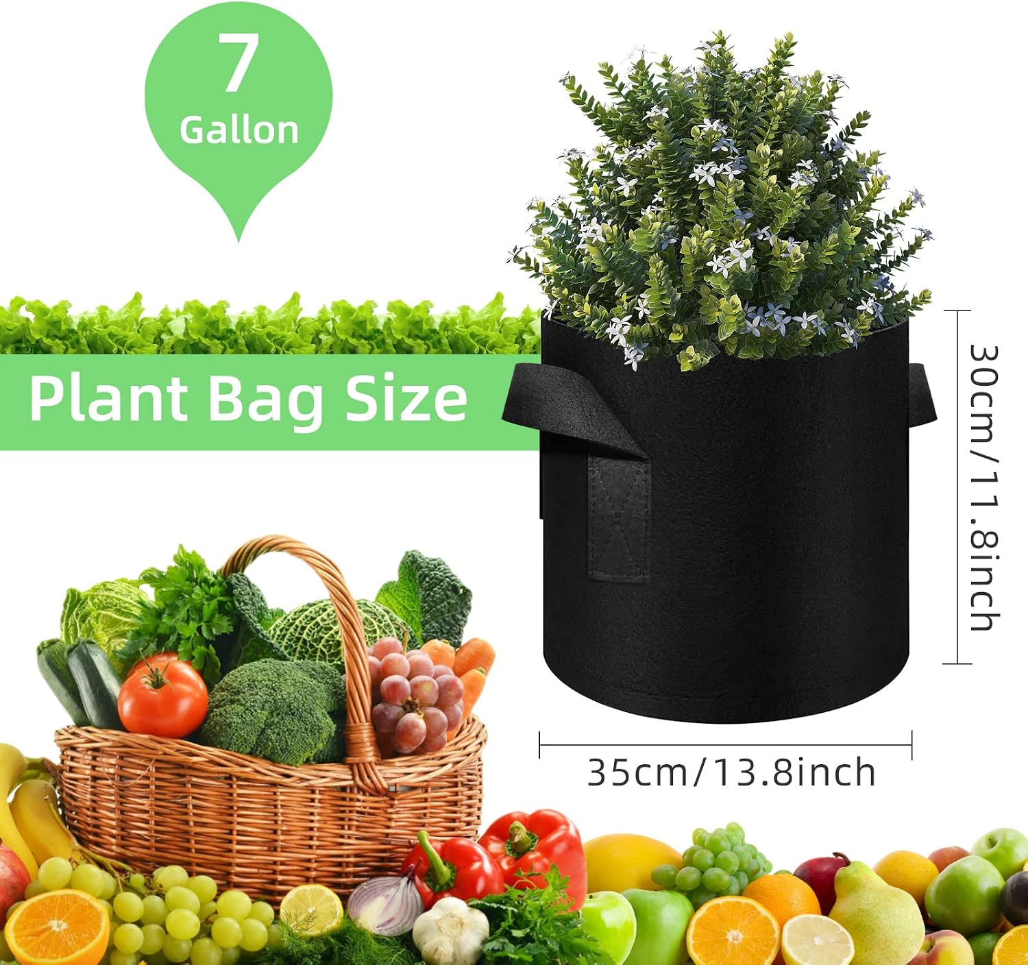 90-Pack 7 Gallon Grow Bags Garden Plant Grow Bag Aeration Fabric Pots with Handles Nonwoven Plant Bag Cloth Pots