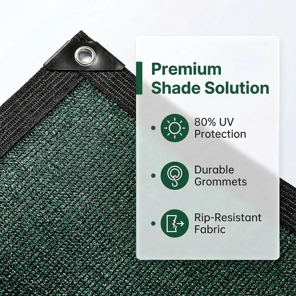 Green 10×20FT Shade Cloth,Durable Mesh Tarp with Grommets,for Garden,Car, Outdoor Pergola,Greenhouse,Chicken Coop and