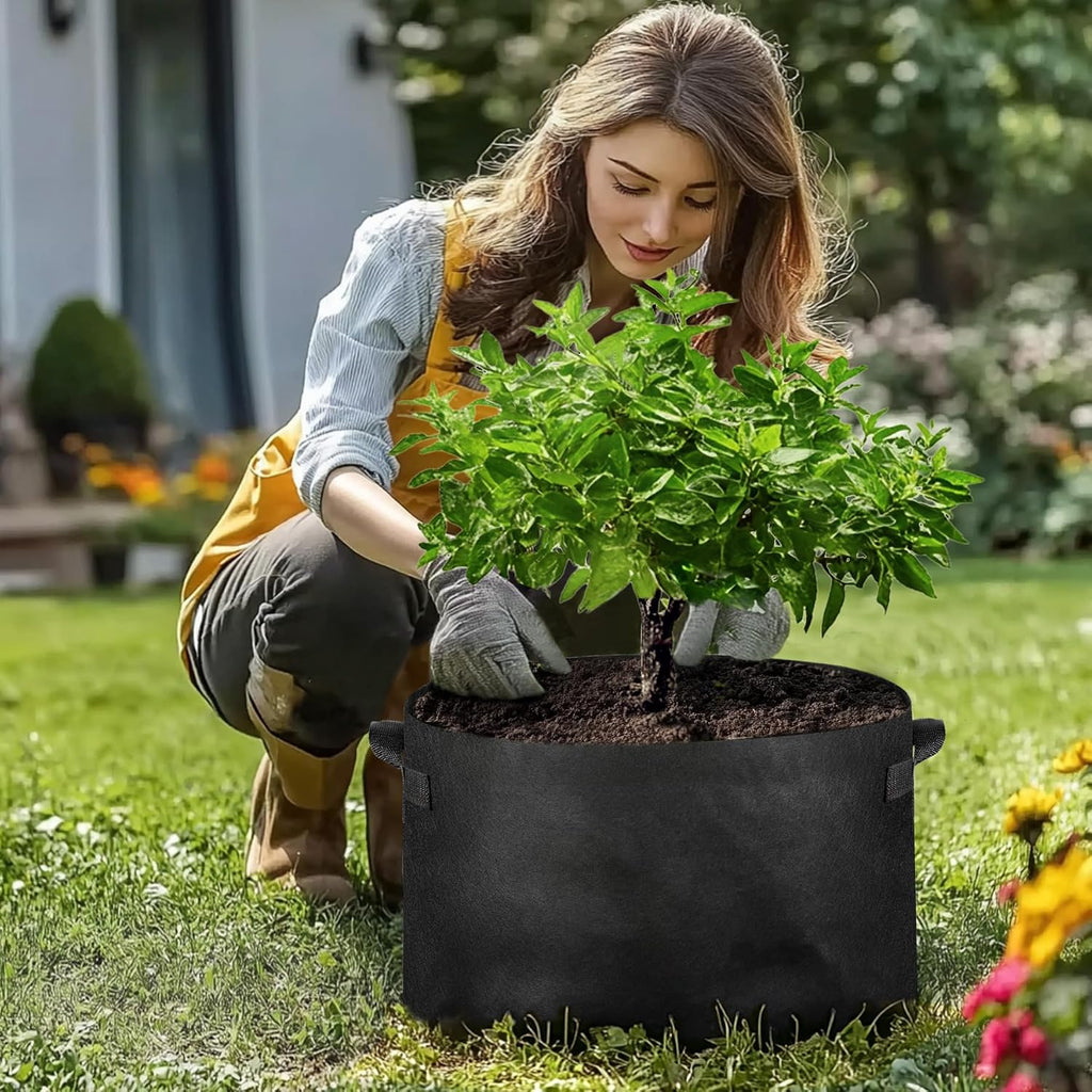 T4U Grow Bags 25 Gallon 5 Pack, Large Fabric Pots for Outdoor Plants Trees | Saplings shrubs planters, Heavy duty