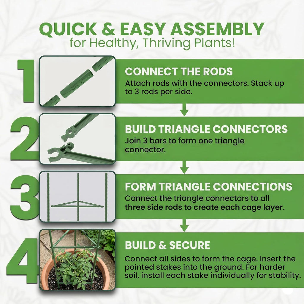 K-Brands Tomato Cage - Tomatoes Plant Stakes Support Cages Trellis for Garden and Pots (3 Pack - Extra Tall Upto 68