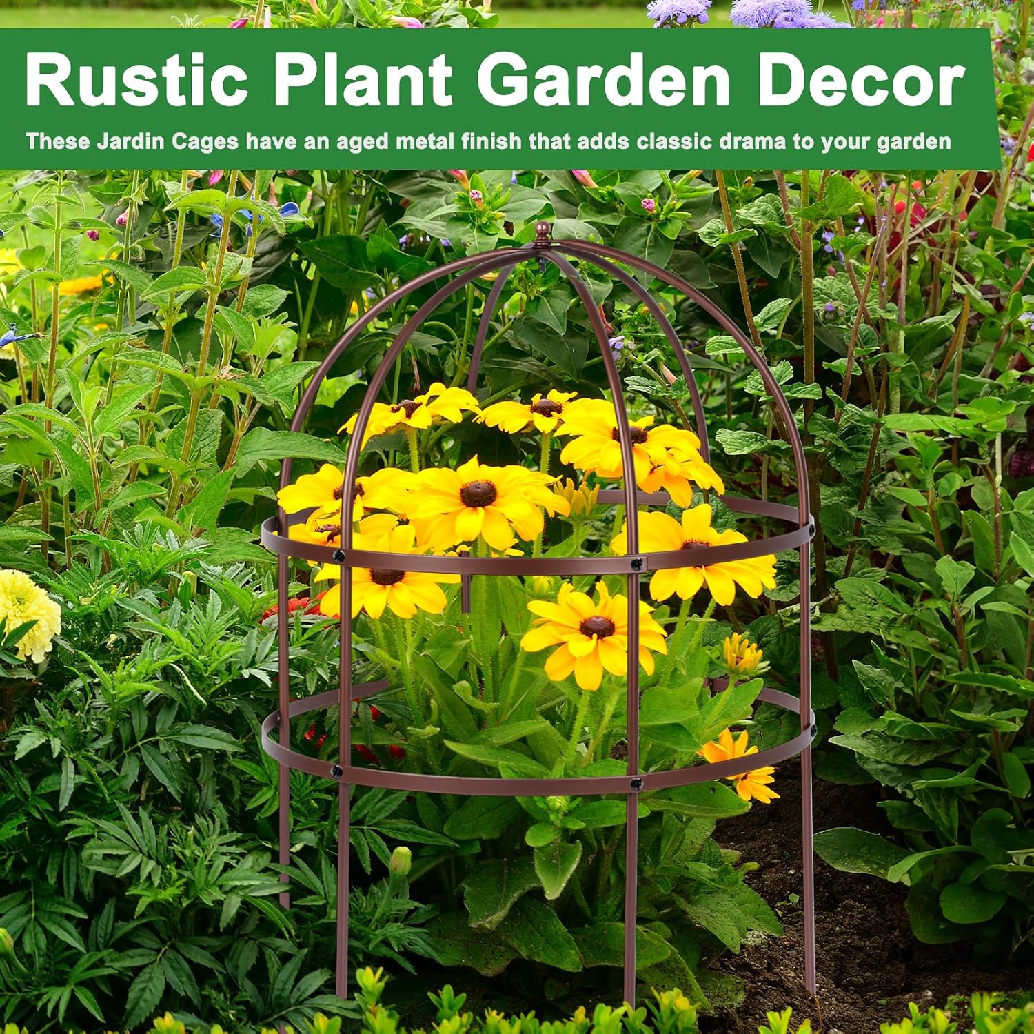 1 Pcs Jardin Bird Cage Plant Support 24" H Large Sturdy Grow-Through Flower Support Peony Cage Climbing Plant Support