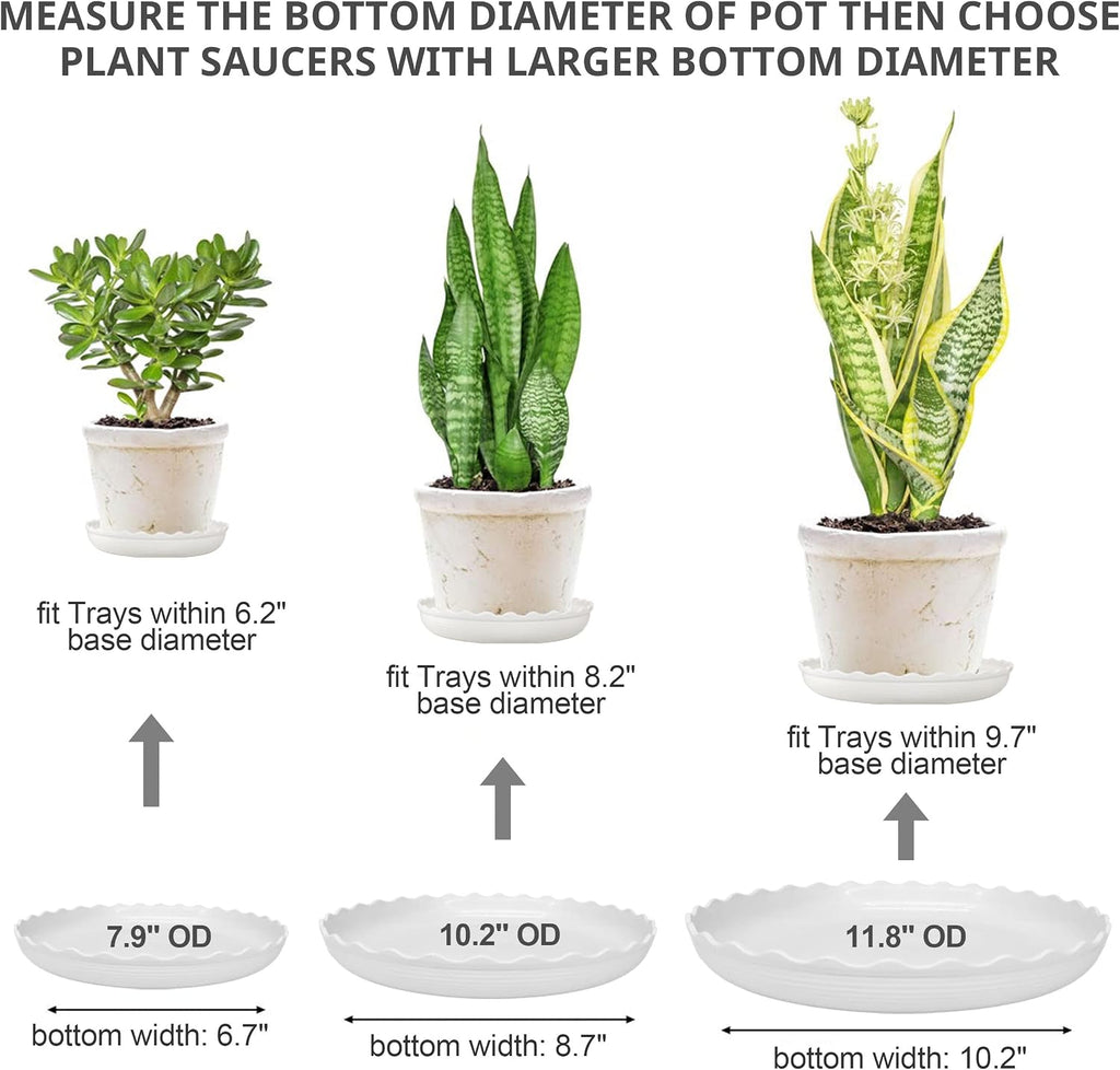 13 Pack Plant Saucer, 8 10 12 Inch Durable Plastic Plant Trays for Pots, White & Black Round Plant Pot Saucers, Drip