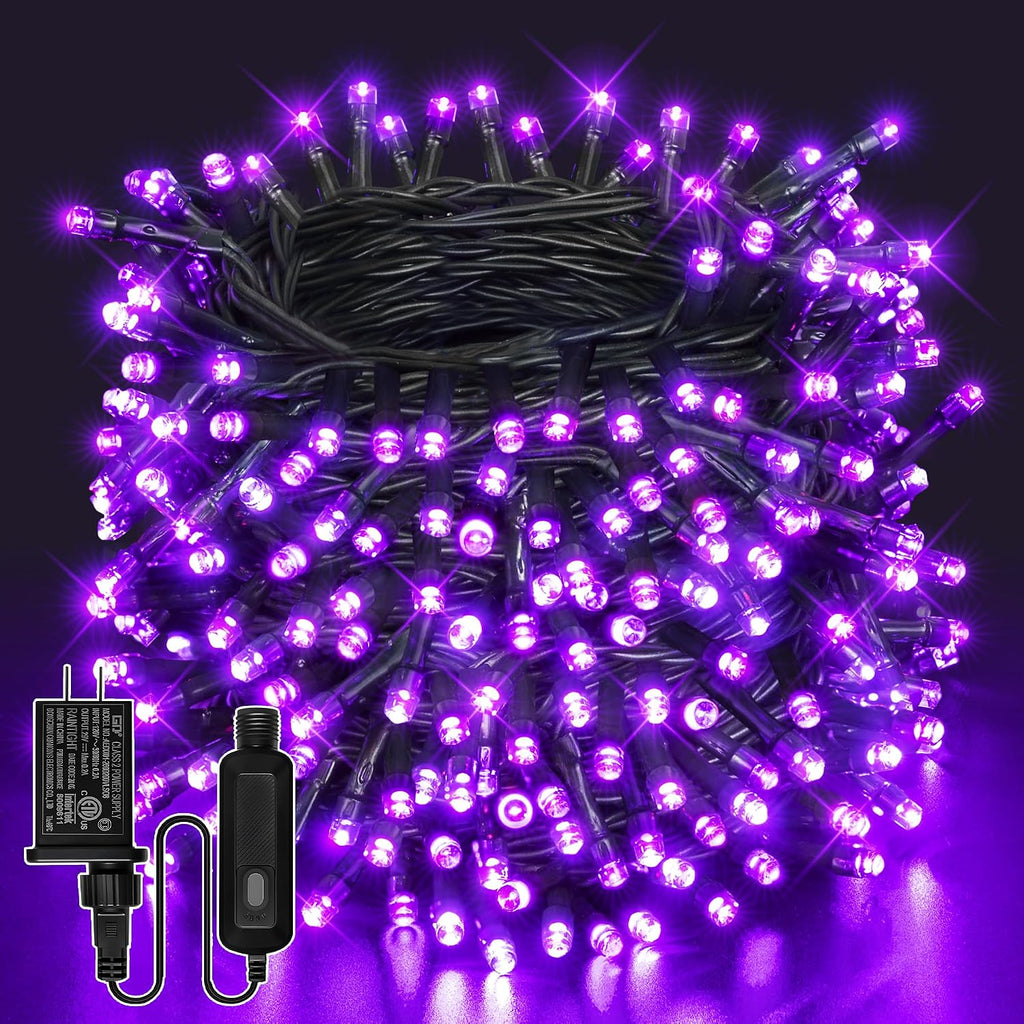 Guhope 66FT 200 LED Halloween Lights, Purple Halloween Lights Outdoor with 8 Lighting Modes, Waterproof String Lights for Halloween Christmas Outdoor Party Yard Garden Decoration