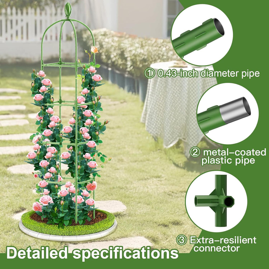 2 Pack Garden Obelisk Trellis, 70IN Tall Plant Support for Climbing Vine, Metal Covered Plastic Rustproof Heavy Duty