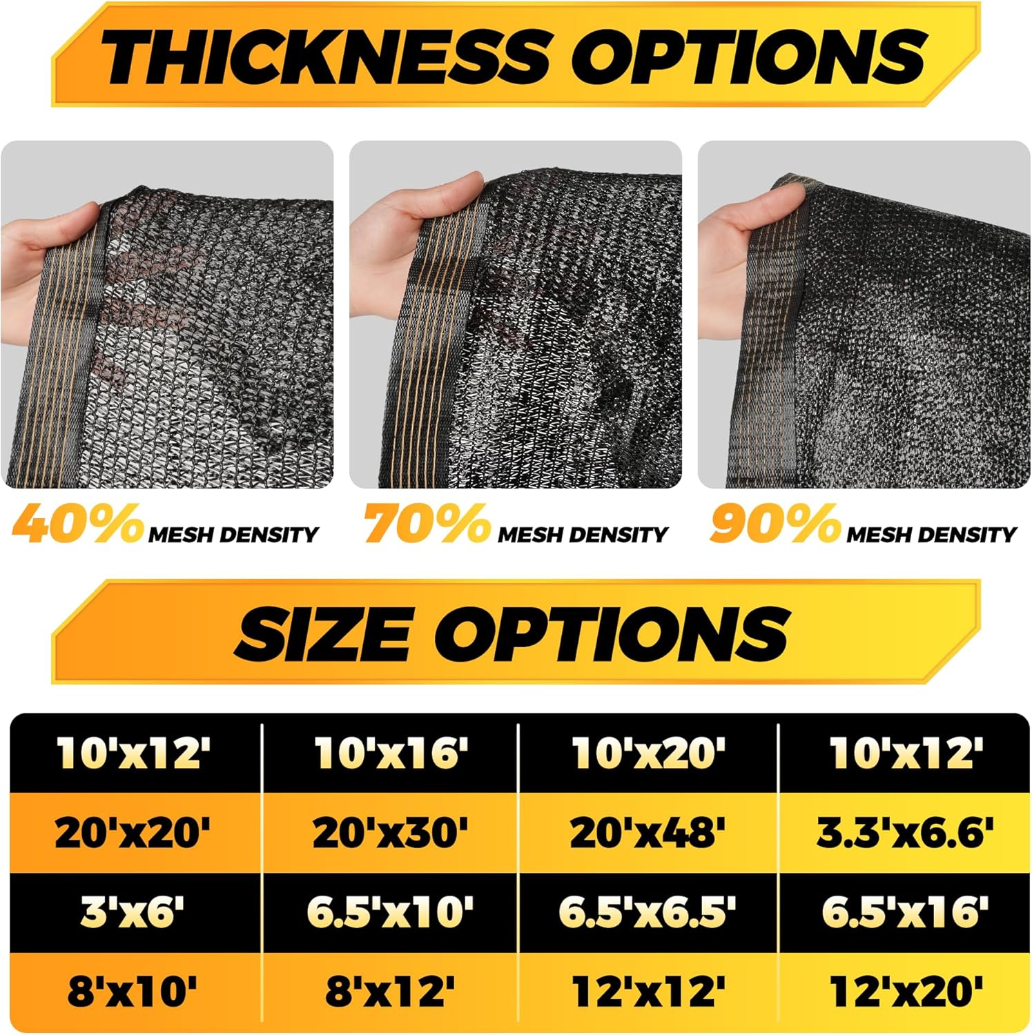 JOJOLEE 70% Sun Shade Cloth, 10x20FT Shade Net Mesh Tarp with Grommets, Black Sunblock Cover for Outdoor Patio Plants
