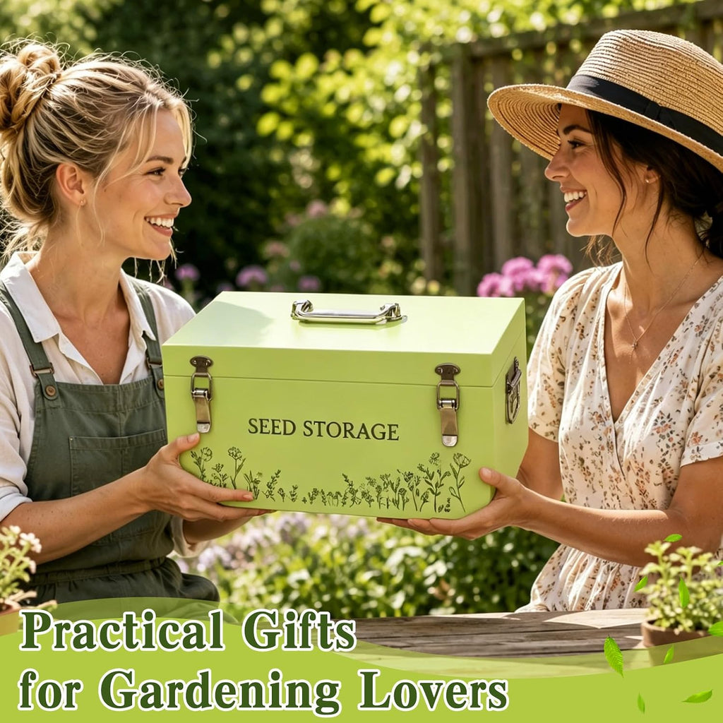 Fayoo Wooden Seed Storage Organizer Box with 40 Seed Vials & 20 Envelopes, Rustic Seed Saving Kit for Vegetable, Flower