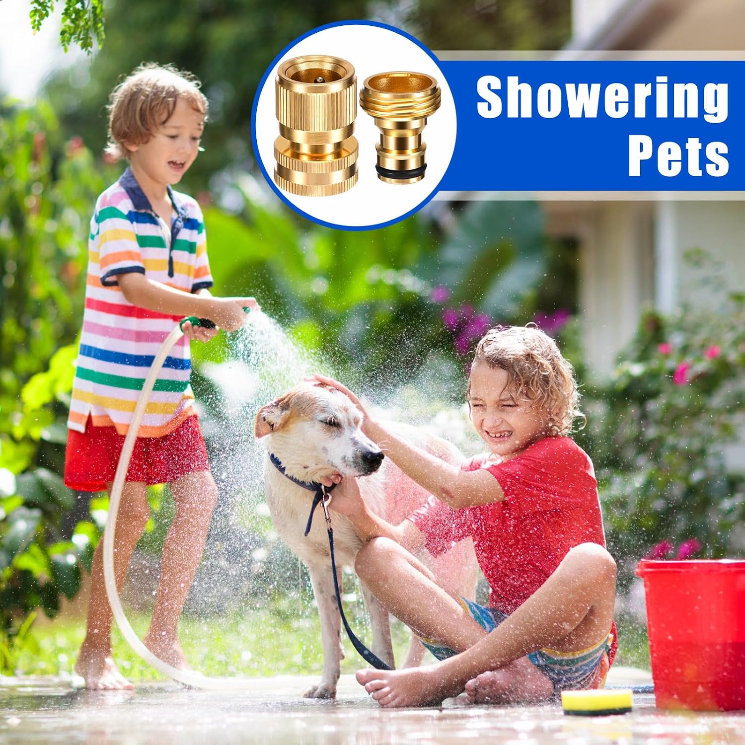 Therwen 12 Sets Garden Hose Quick Connector Solid 3/4 Inch Water Hose Connectors No Leak Heavy Duty Garden Fitting
