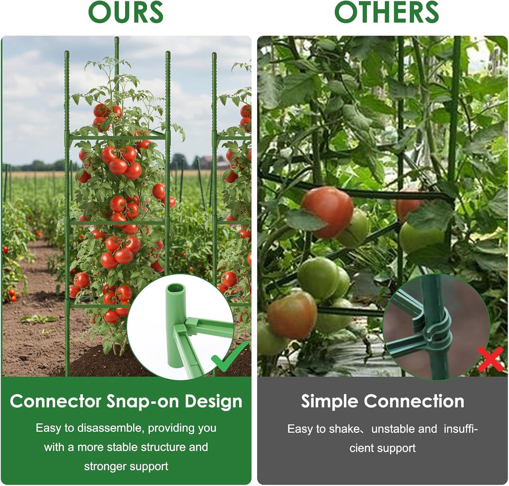 CEWOR 6 Pack Tomato Cage, 51.2 Inch Tall Adjustable Tomato Trellis | Tomato Cages for Garden, Plant Support Structure