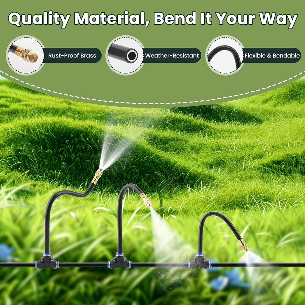 100FT Automatic Drip Irrigation Kits with Water Timer - Garden Watering System with 360° Bendable Spray Adjustable