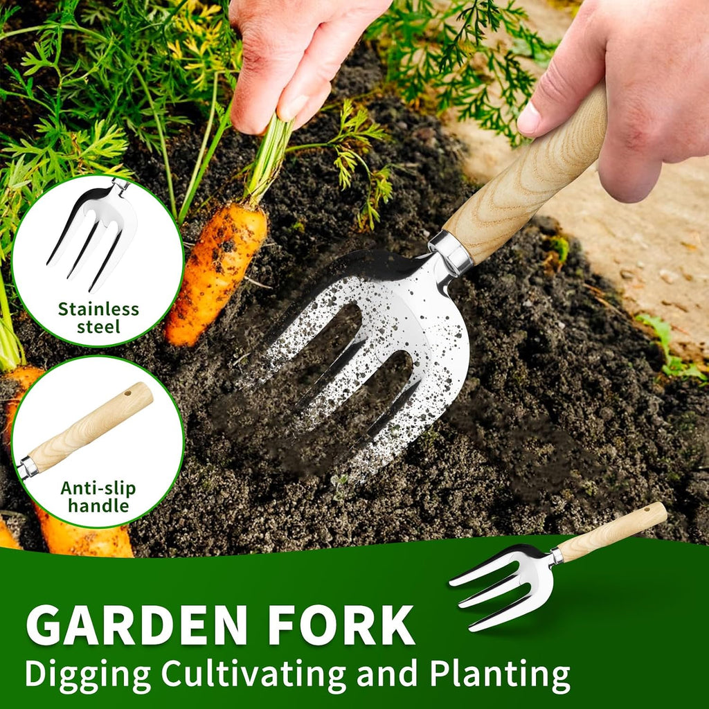 SHIKORI Garden Tool Set,5 Pcs Gardening Tool Set with Weeder Puller | Dibber, Transplanter, Big Trowel, 5-Claw