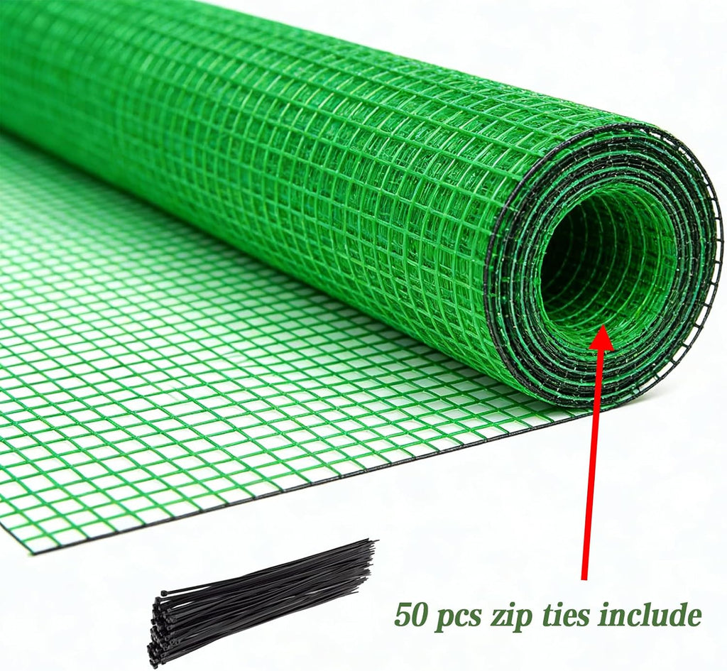 Garden Fence 4 x 100 FT,0.4" Mesh Plastic Fencing,50PCS Zip Ties | Deer Fence Temporary Fence Snow Fence Safety