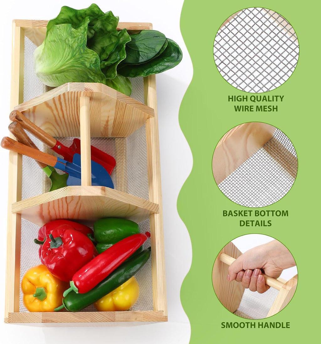 Garden Harvest Basket Gift 20 x 10 x 8 in Vegetable Hod for Gardeners Fruits Veggies Basket with Center Divider