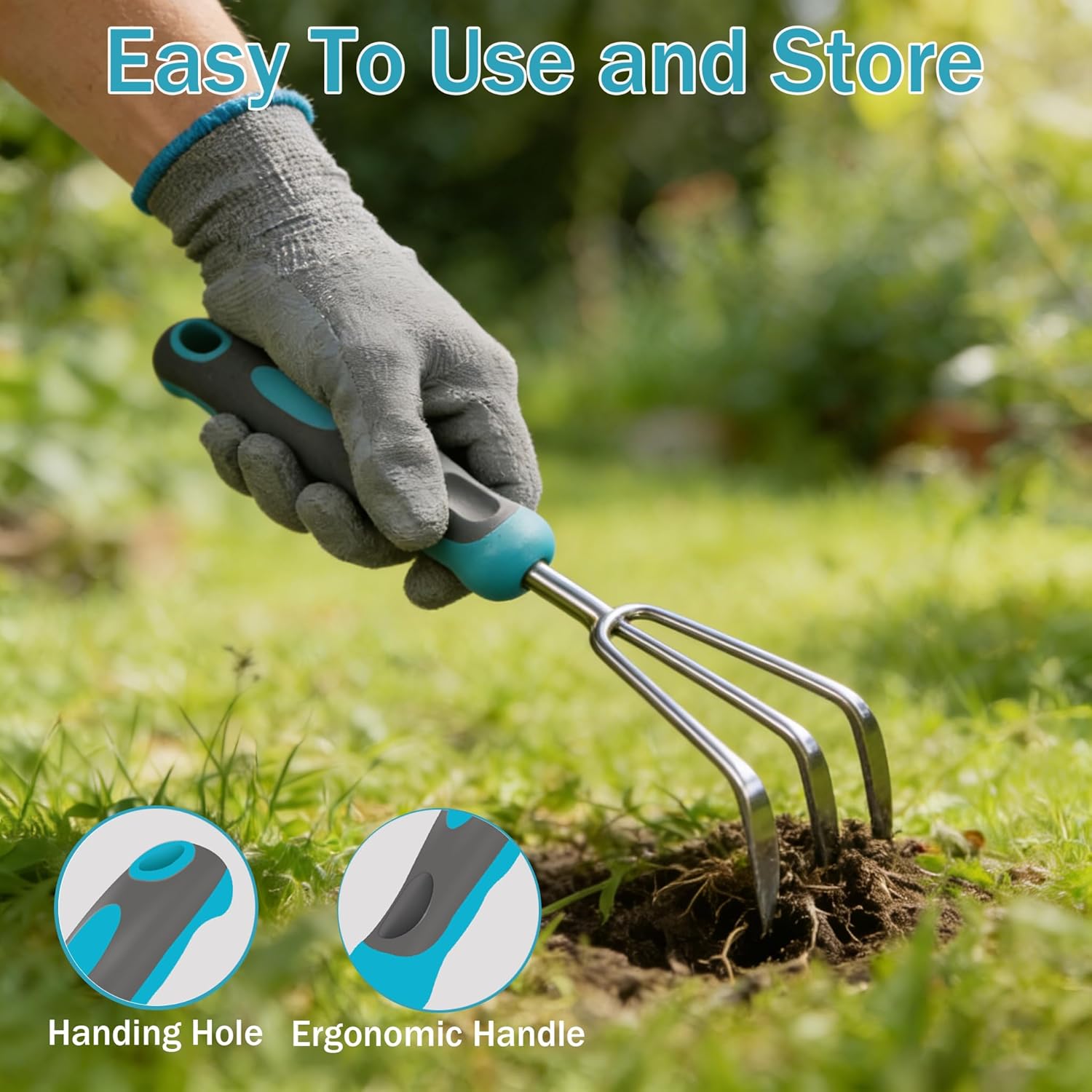 Gardening Tools, Carsolt 10 Piece Heavy Duty Stainless Steel Garden Tools Set with Ergonomic Rubber Handle. Variety of
