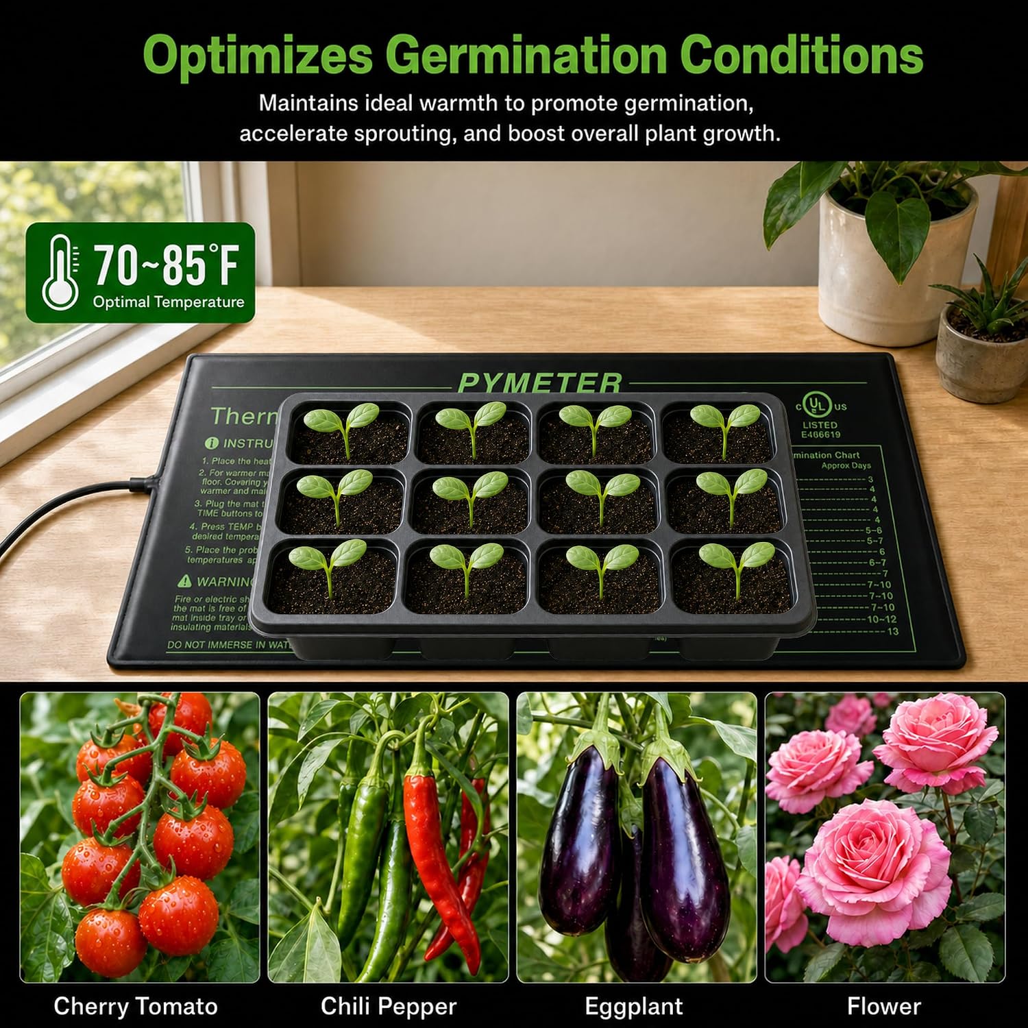 Seedling Heat Mat 10”x20.75” with PID Thermostat & Timer, Hydroponic Heating Pad for Seed Starting, Plant Germination