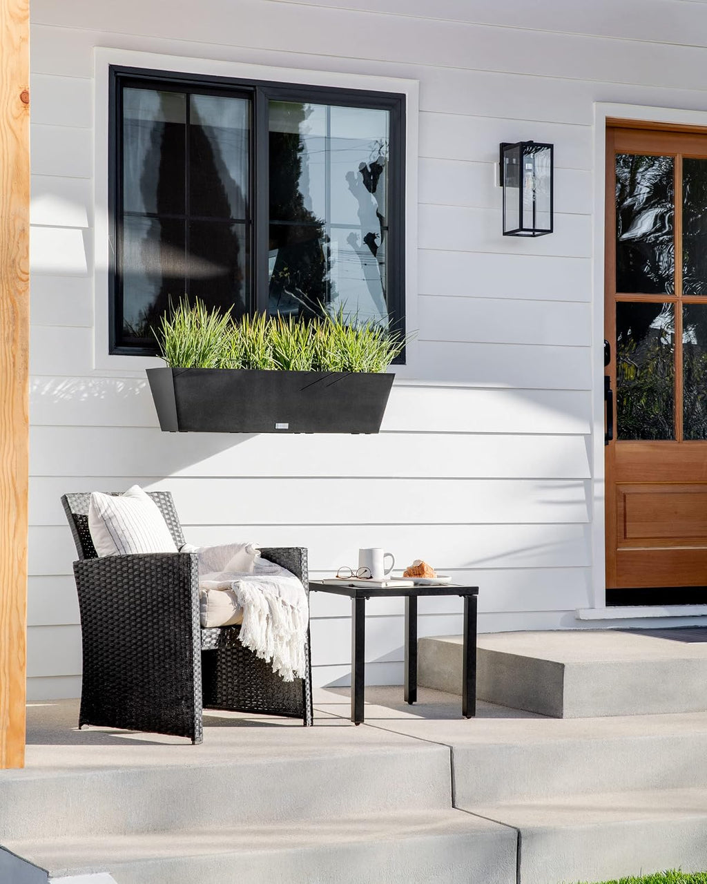 Veradek Pure Series Railing Planter - Tapered Window Box with Bracket | Made From Durable Plastic With Adjustable Metal