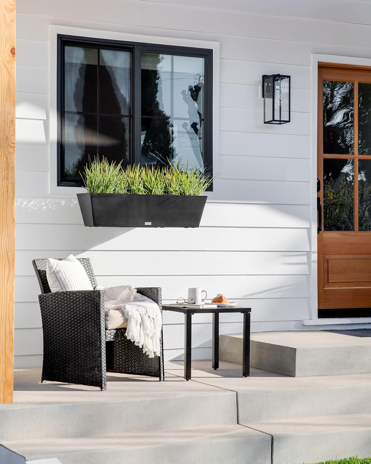 Veradek Pure Series Railing Planter - Tapered Window Box with Bracket | Made From Durable Plastic With Adjustable Metal