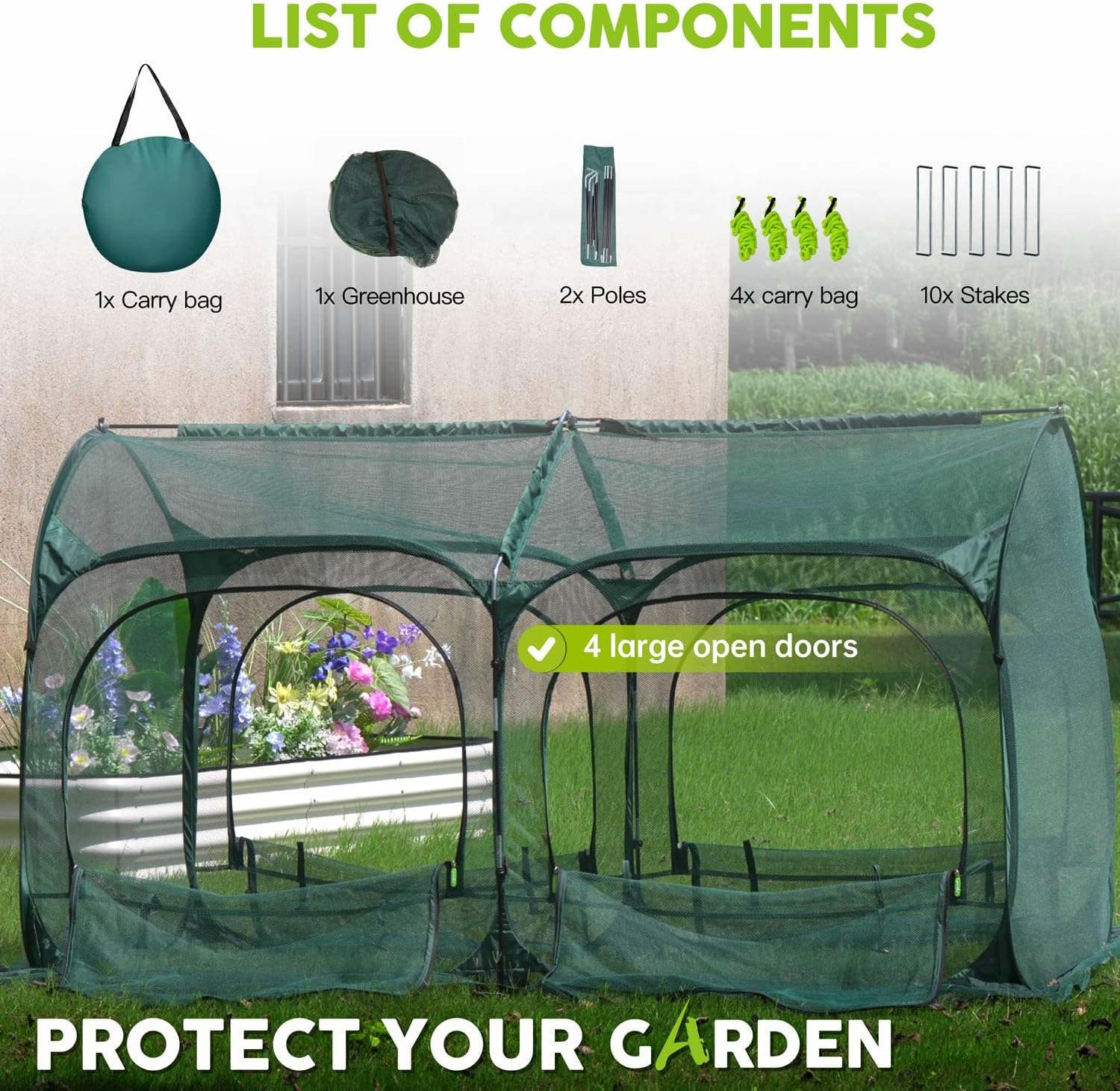 Poray Large 5.3x2.6FT Plant Netting Cover, Pop up Tunnel Crop Cage Gardening Net,Pest Guard Cover for Vegetables