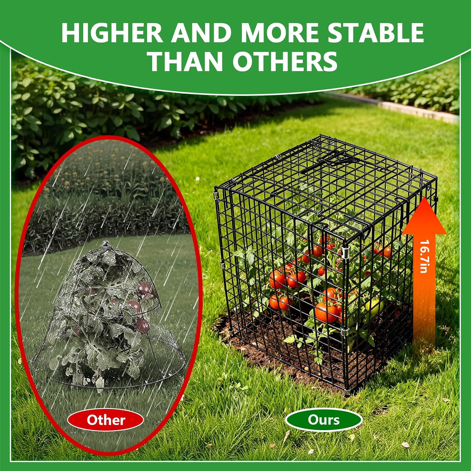 Metal Plant Cages for Outdoor Plants, Garden Cloches for Plants Rustproof | Heavy-Duty Rustproof Metal,Durable plant