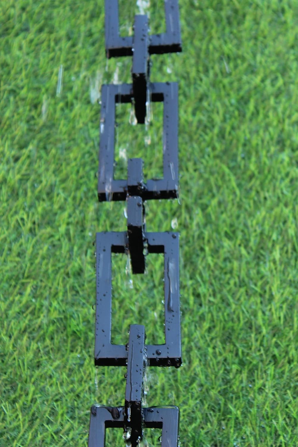 KAM Home Aluminium Artware Rectangle with Square Rain Chain with Installation Kit (Black, 8.5)