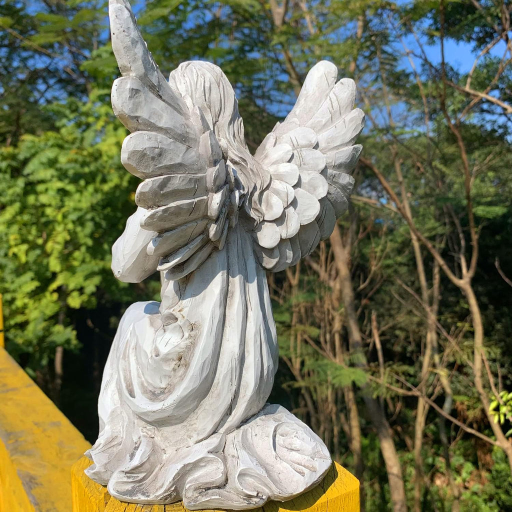 Praying Angel Garden Statue, Religious Fairy Sculpture Waterproof Decorative Figurine Art Decor for Patio, Lawn, Yard