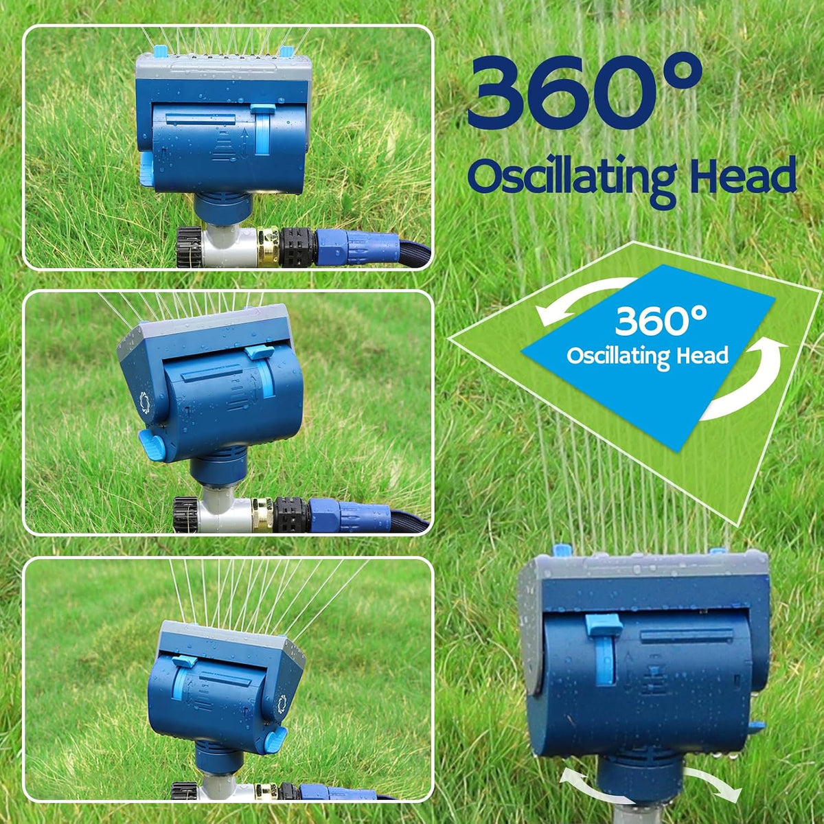 Airthereal Oscillating Sprinkler with Metal Step Spike and Quick Connect Adapter Set, Control Watering Range, Width