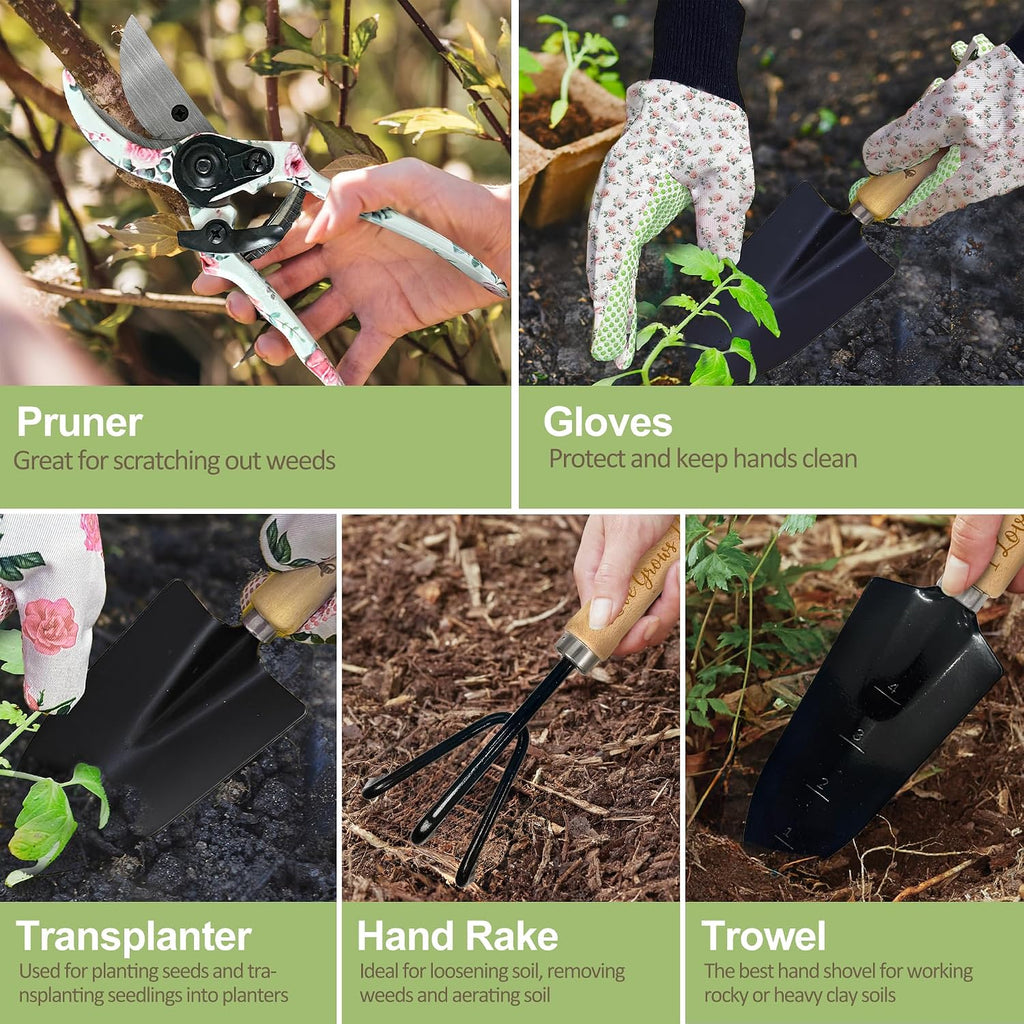 Gifts for Grandma, Grandma Birthday Gifts from Grandkids Garden Kit Floral Gardening Tools and Durable Garden Tools