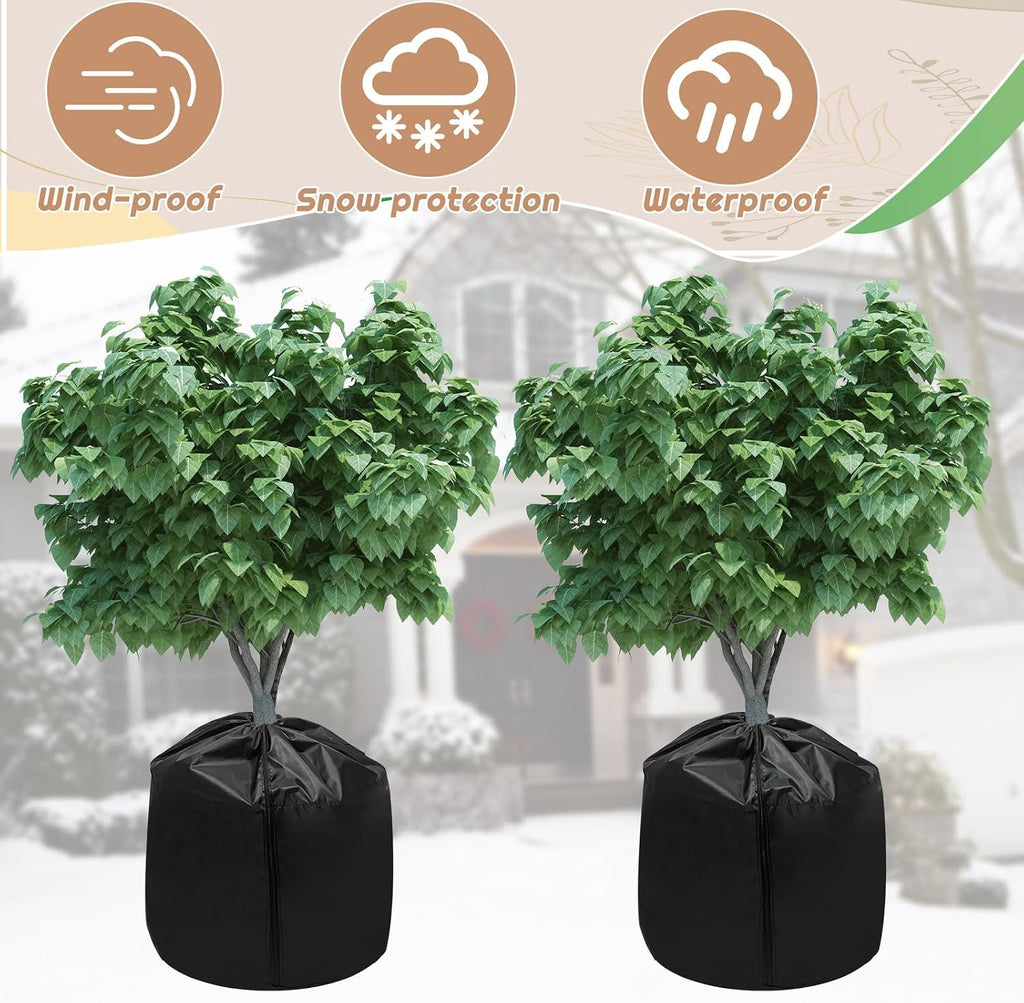 4PCS Plant Winter Protection Pot Covers, 17.7 * 21.6 Inchs Outdoor Pot Covers Pot Covers for Winter with Drawstring and