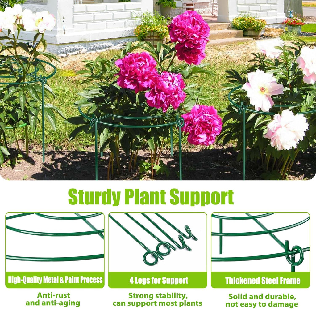 MJZ 4 Pack Peony Cages and Supports, 11.5" Dx16 H Metal Plant Supports | Heavy Duty Metal Peony Support Cage Flower