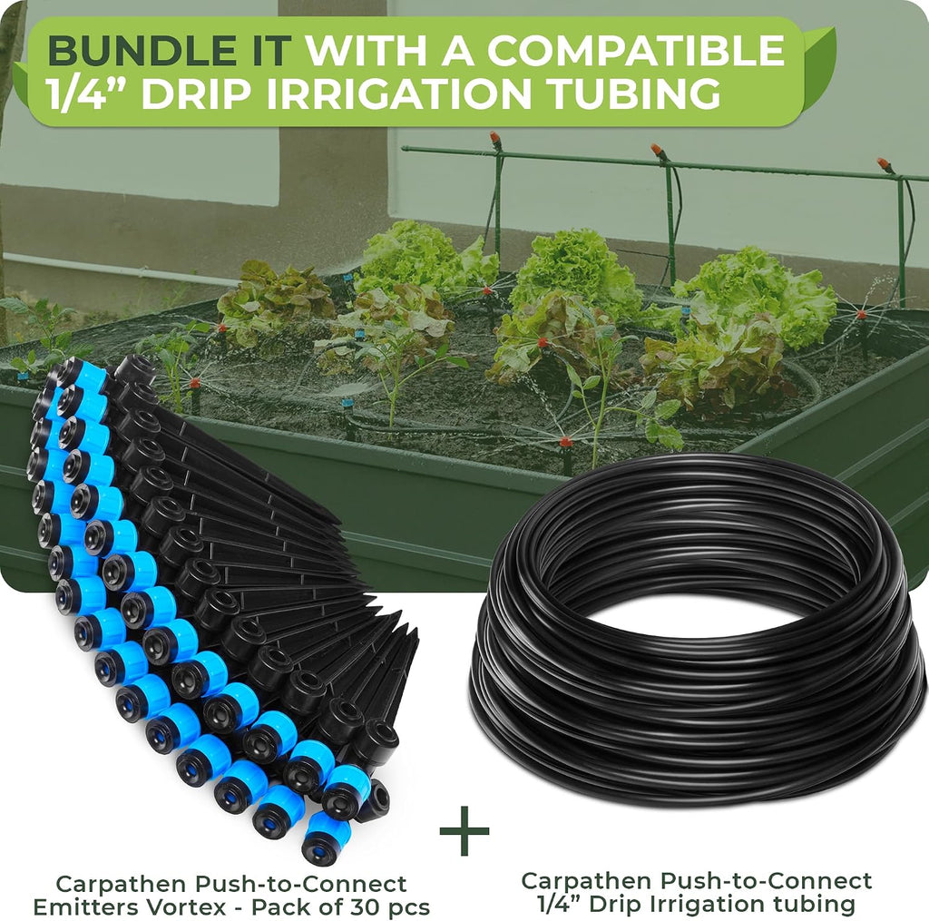 1/4" Quick Connect Irrigation Emitters Vortex Sprinker, 30 pcs | For Drip Irrigation System Kit, 360 Degree Adjustable