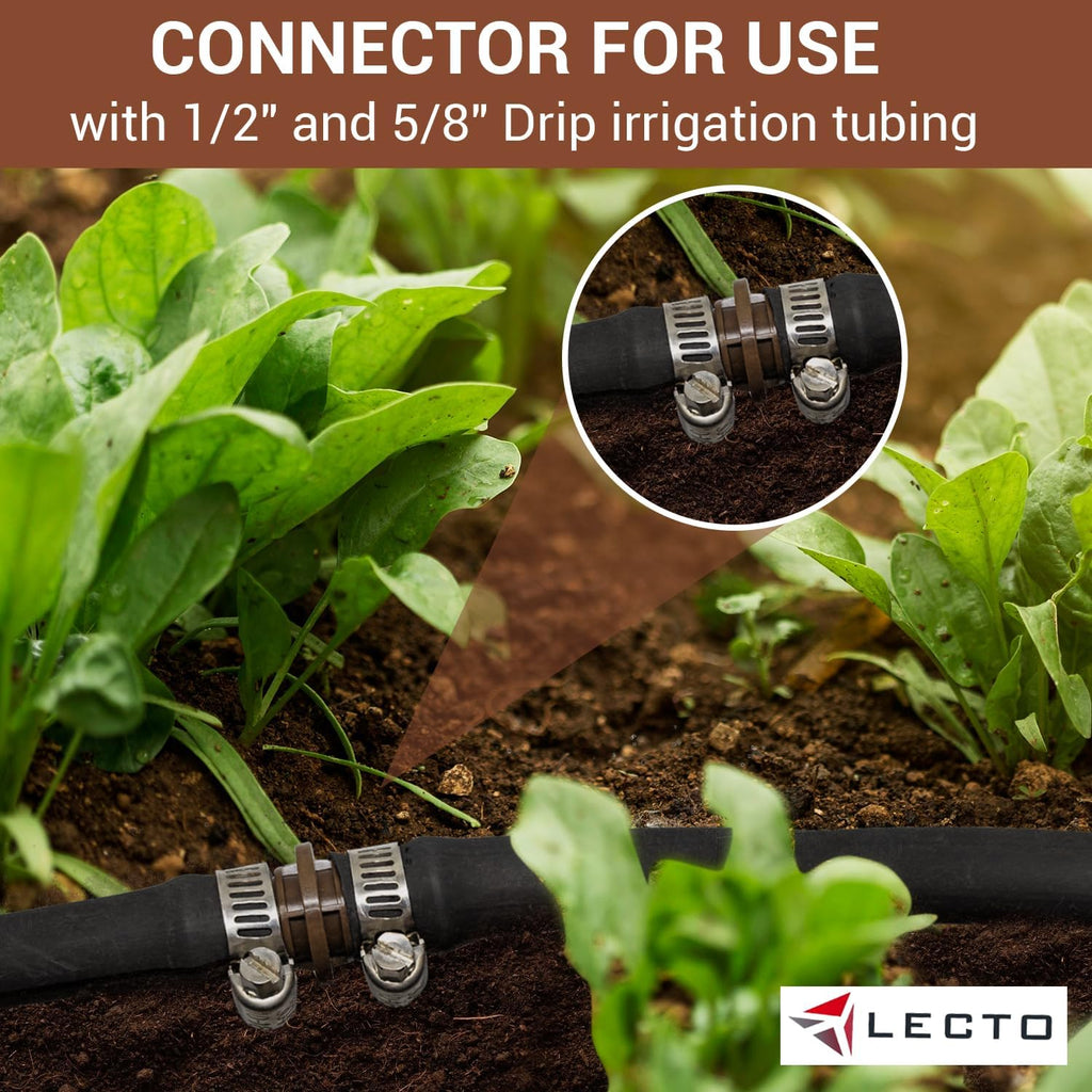 LECTO Universal 5/8", 1/2", .700" Drip Line Repair & Extension Kit – 3 Pack Plastic Couplers with 6 Stainless Steel