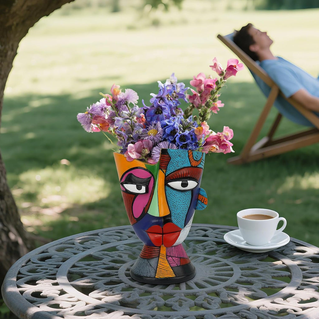 Face Planters for Indoor Plants Unique Abstract Face Planter Pots | 7.8 Inch Fun Pots for Plants Picasso Abstract