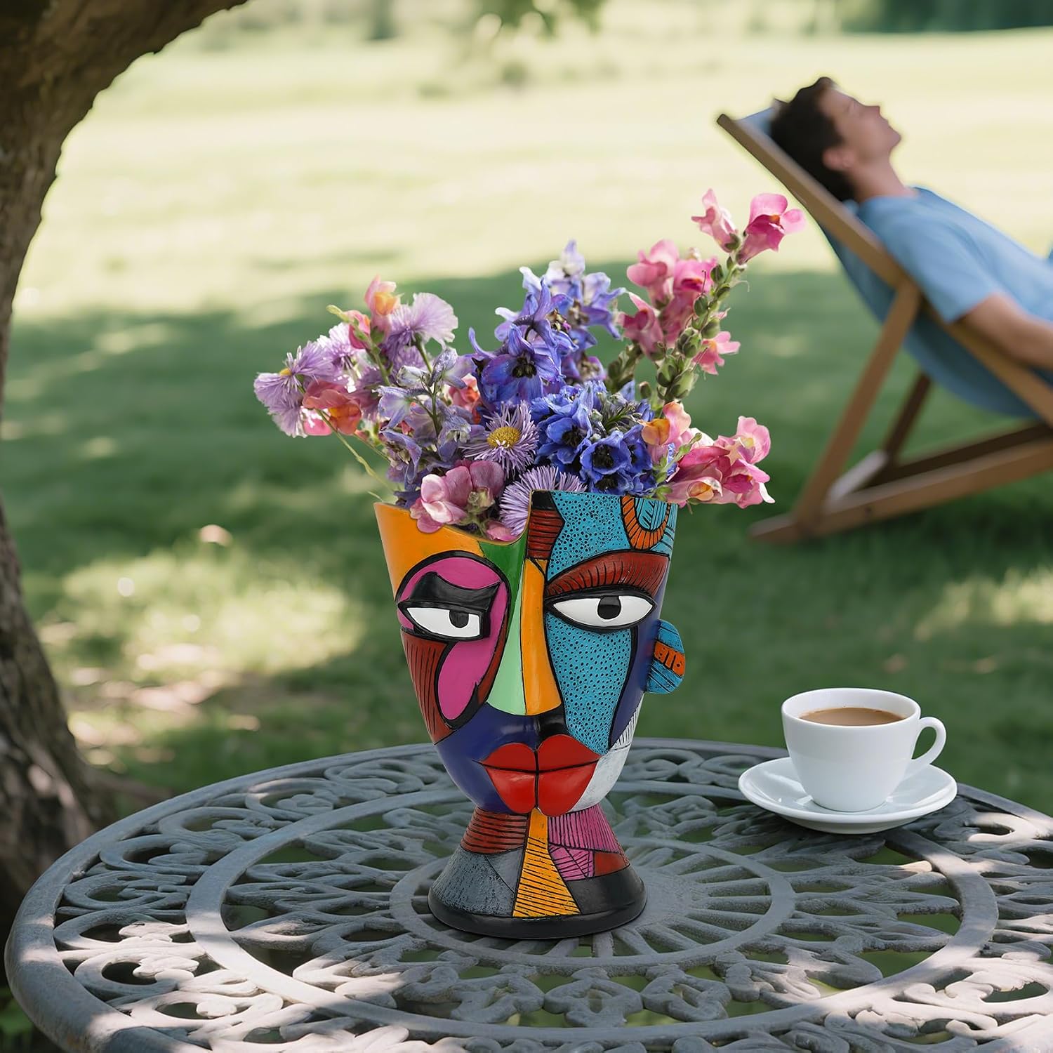 Face Planters for Indoor Plants Unique Abstract Face Planter Pots | 7.8 Inch Fun Pots for Plants Picasso Abstract