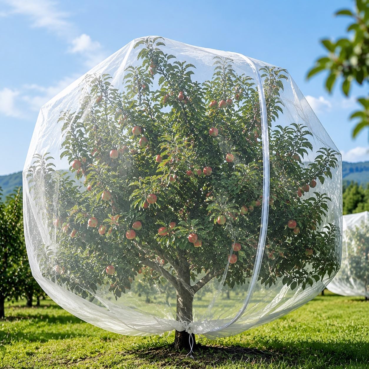 2Pack 15×15FtExtra Large Fruit Tree Netting with Drawstring & Zipper - Reusable Plant Protection Bag, Heavy Duty PE