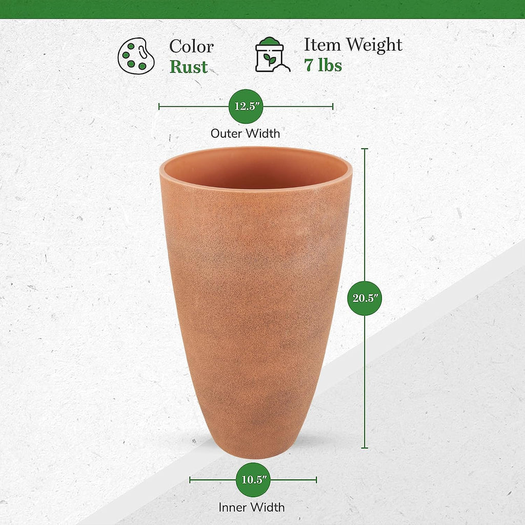 Algreen 43729 Acerra Weather Protected Recycled Composite Vase Planter Pot, Indoor or Outdoor use, Tall Lightweight 7