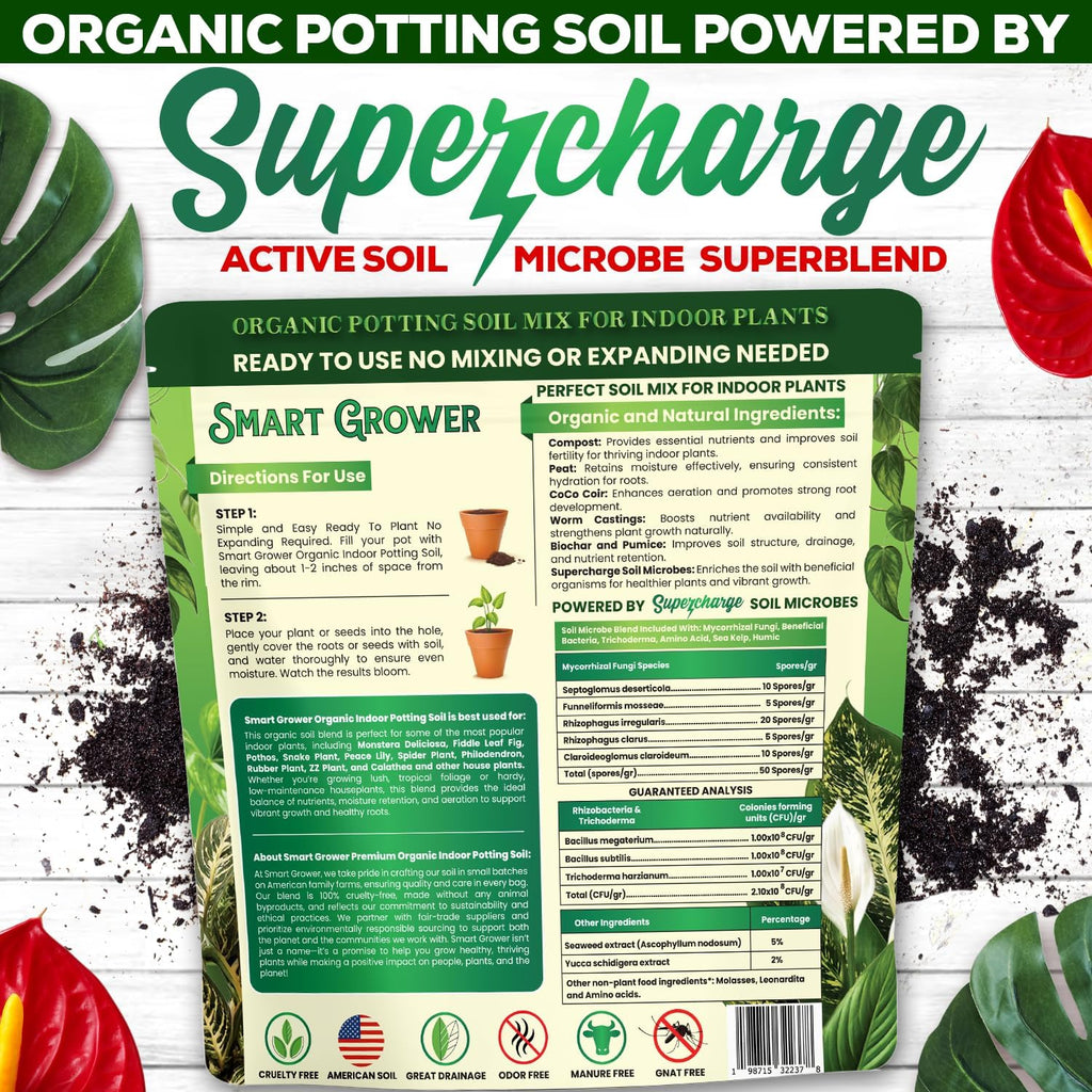 Organic Potting Soil for Indoor Plants, Living Soil, Ready to Use, 3 LB | Boost House Plant Growth for Monstera, Fiddle