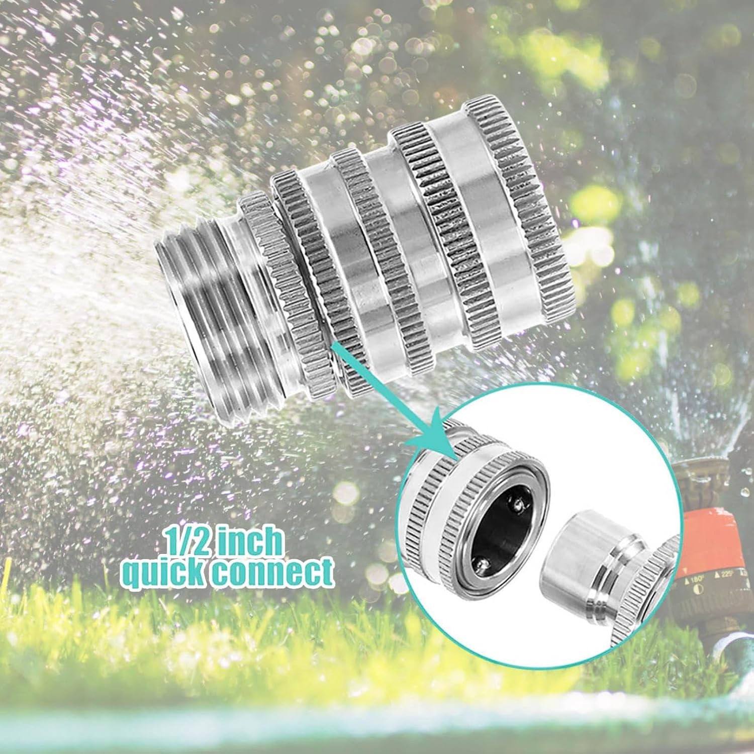 Stainless Steel Garden Hose Quick Connect Fittings Set, 3/4 Inch GHT Quick Release Hose Connector, Heavy-Duty Non-leak