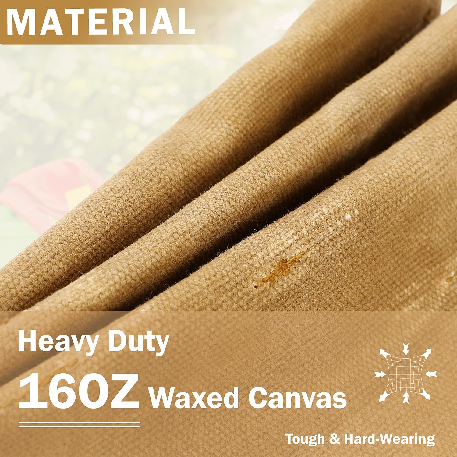 Canvas Tool Bag, 16OZ Waxed Canvas Garden Tool Tote - with 3 Inner Slots & 8 Outer Pockets & Portable Handle, Gardening