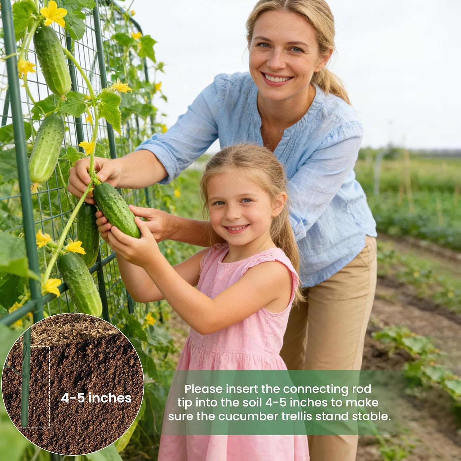 Cucumber Trellis for Raised Bed, 63" Heavy Duty U-Shape Garden Trellis for Climbing Plants Outdoor, Rustproof Plastic
