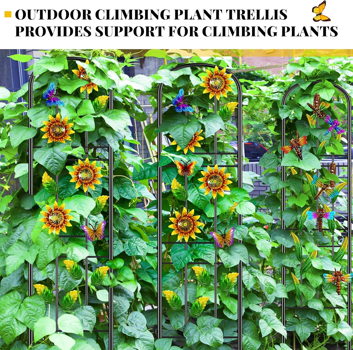 2 Pack Garden Trellis for Climbing Plants Outdoor, Metal Plant Trellis Vine Frame Support for Potted, Decoration Plant