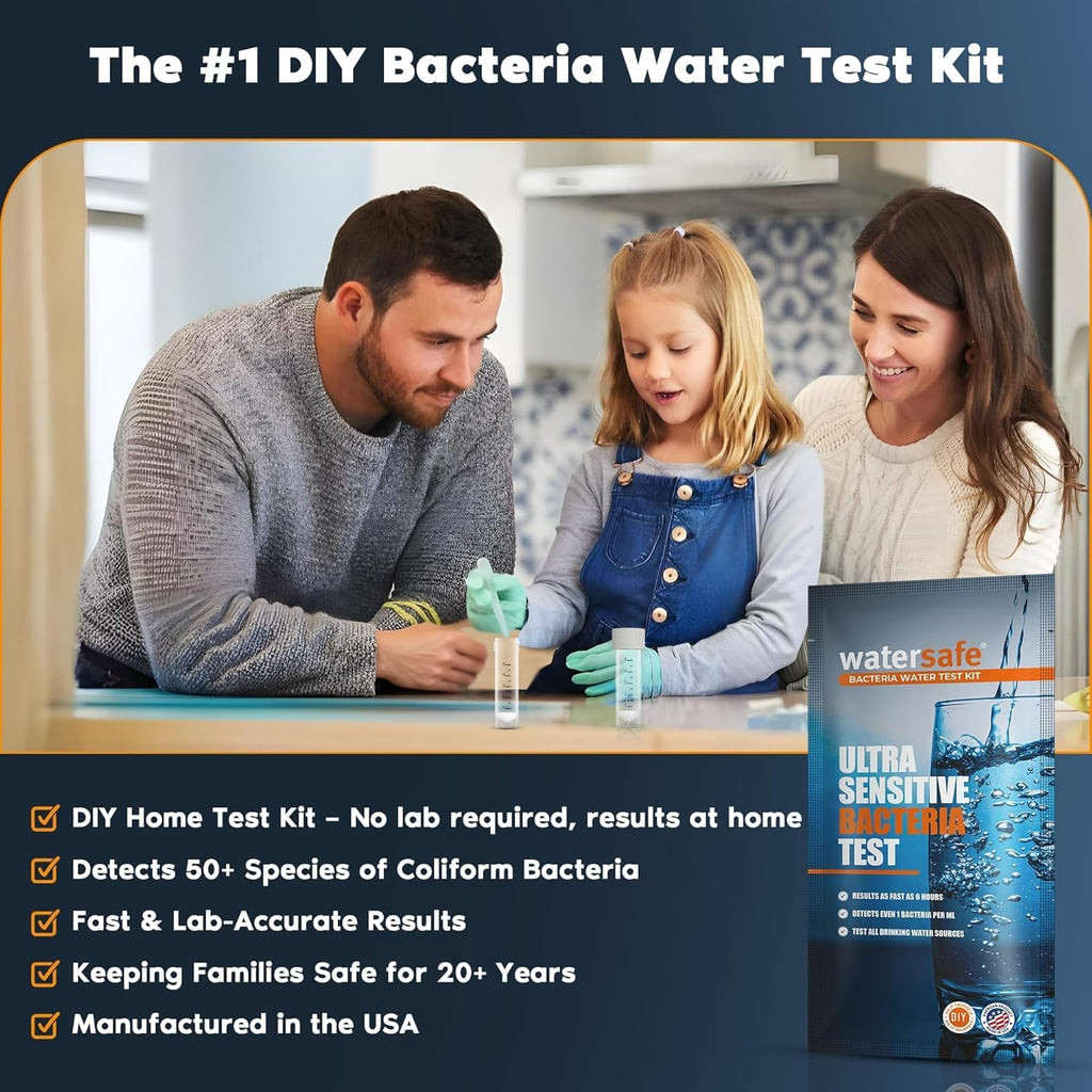 Watersafe® Bacteria Water Test Kit – USA-Made – Results as Fast as 6 Hours – Detects Coliform (Inc. E. coli) &