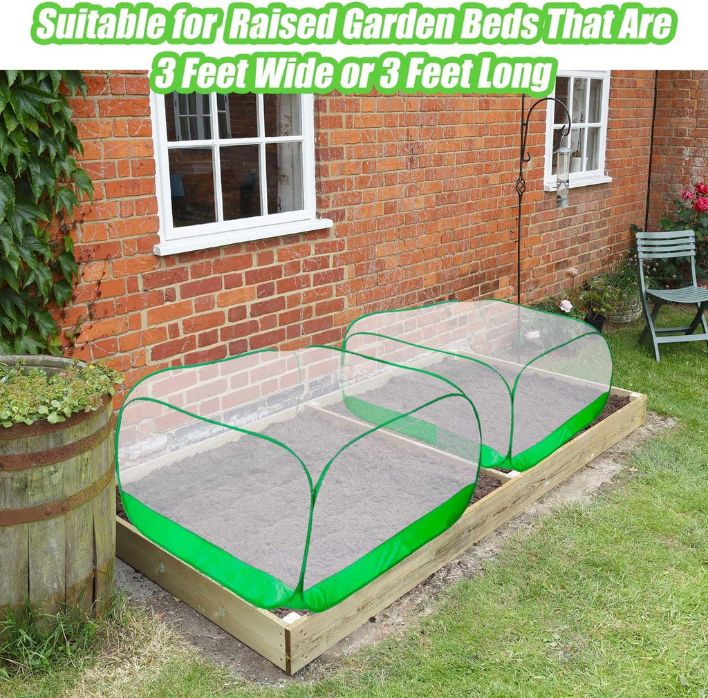 Pop Up Garden Mesh Plant Cover 2Pcs Outdoor Plant Protector Mesh Plant Enclosure Raised Bed Garden Bird and Pest