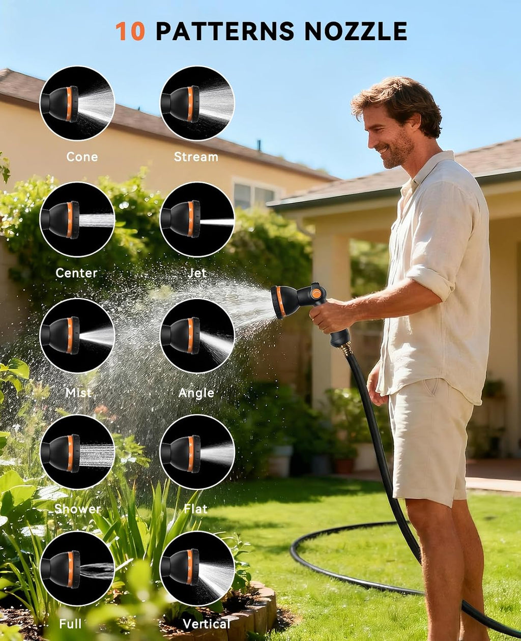 SUNPOW Retractable Garden Hose Reel - 1/2 inch x 85ft Heavy Duty Wall Mounted Hose Reel with 3/4 inch Brass Fitting &