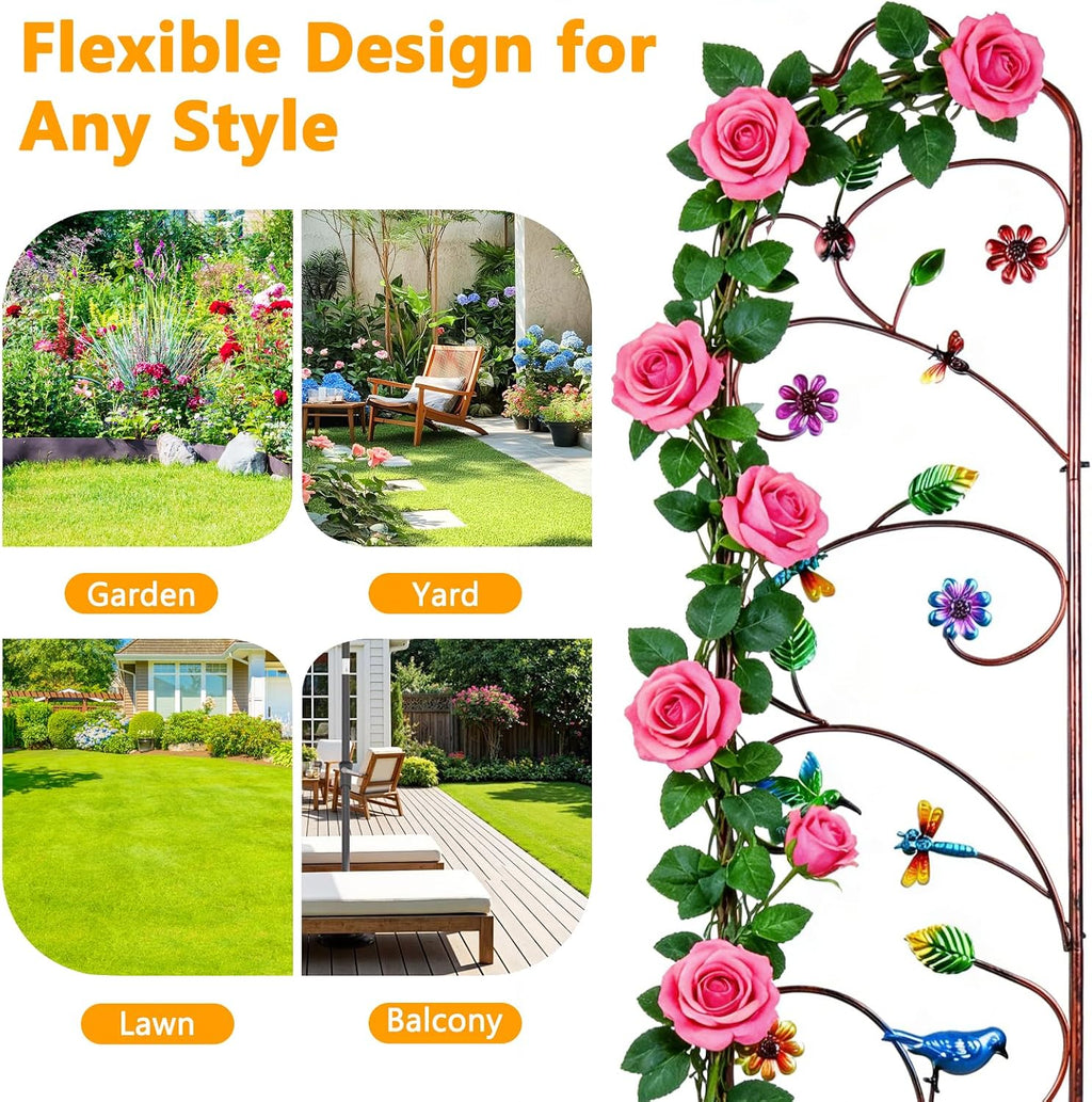 2 Pack Garden Trellis for Climbing Plants, Metal Decorative Vegetables Flowers Vines Fence Trellis for Outdoor Patio