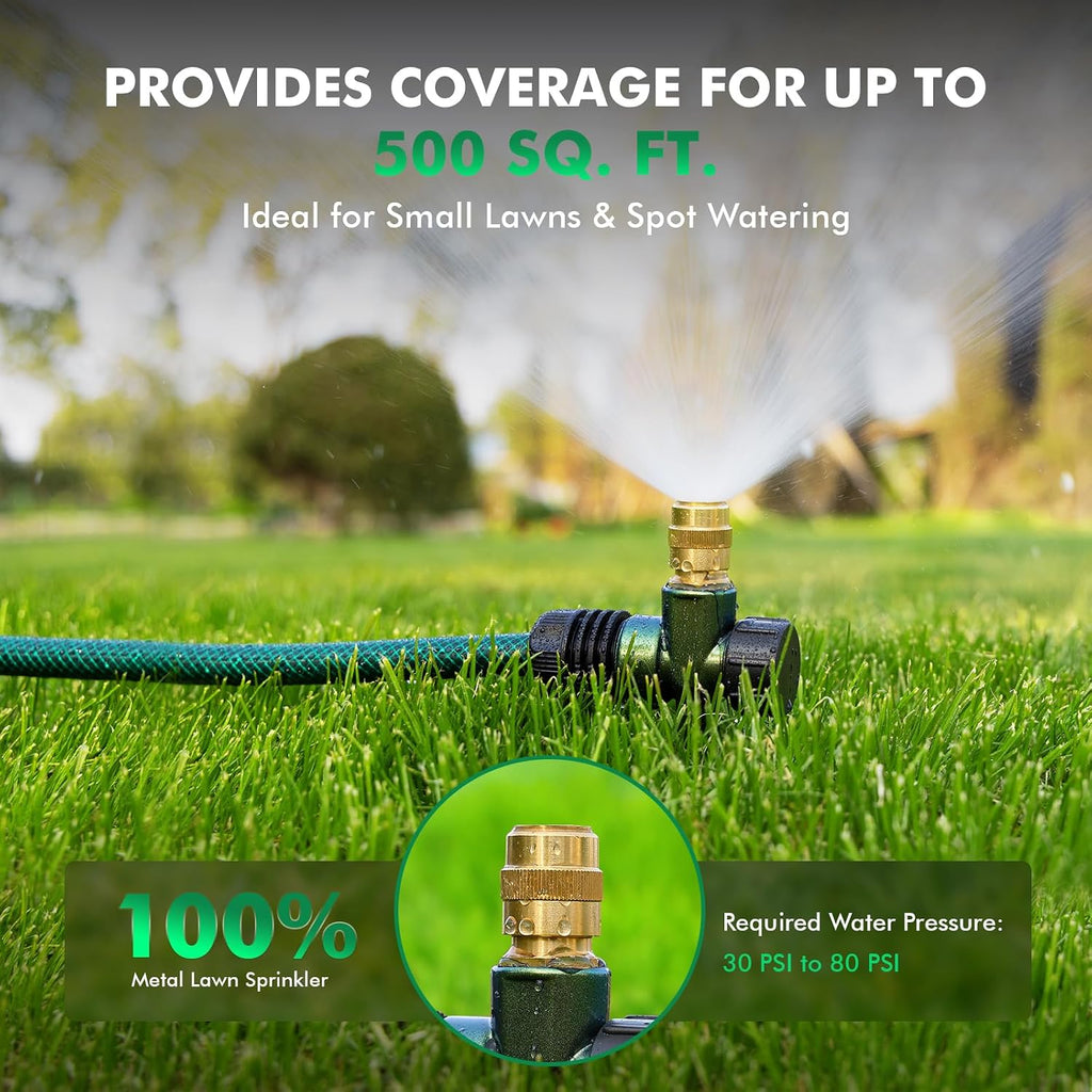RESTMO 3 Pack Heavy-Duty Full-Metal Lawn Sprinklers for Yard | Durable Brass Nozzle, Premium Sprinkler Spike Base, 360°