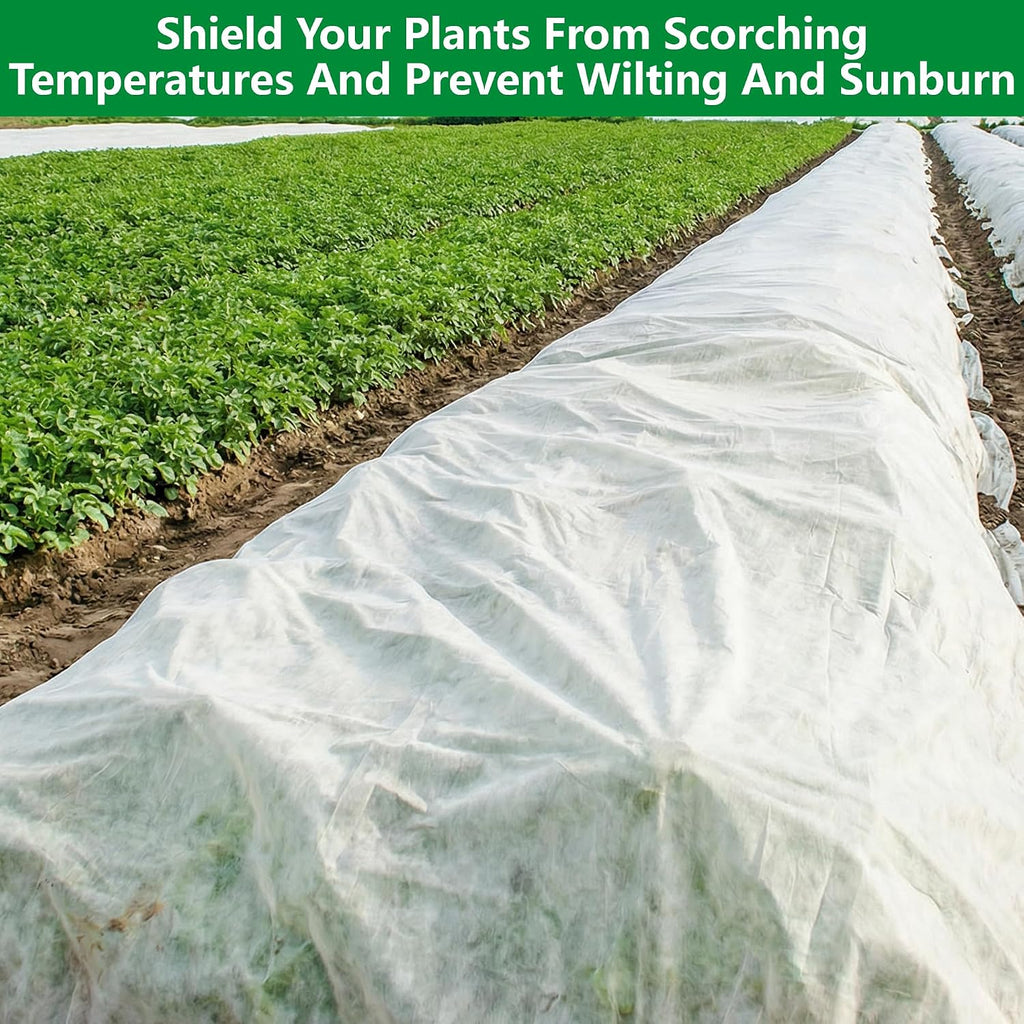 DECOHS 2 Pcs Plant Sun Protection Cloth, 24 x 10 Ft Garden Plant Shade Cloth, Non-Woven White Light Refraction Sunshade