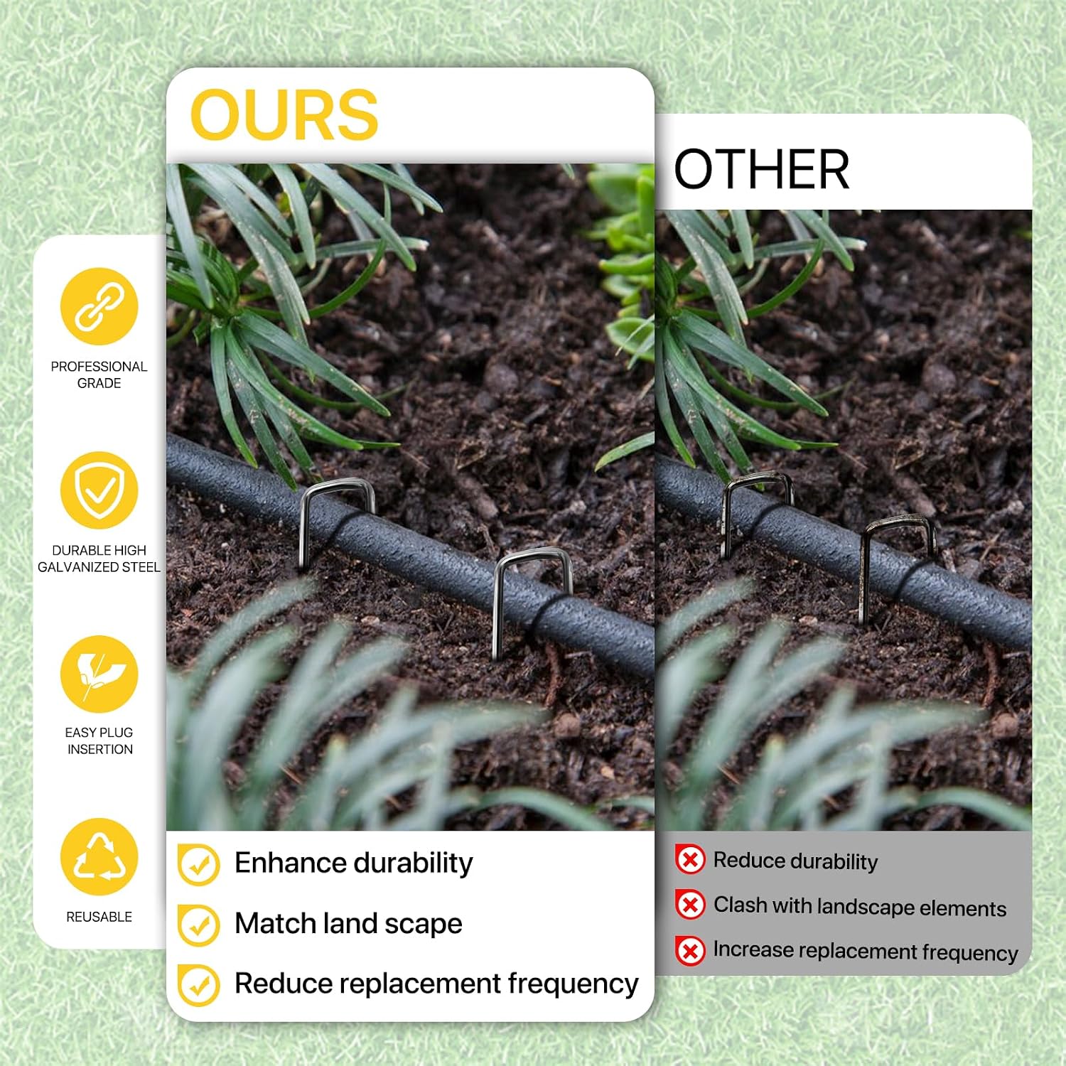 Landscape Staples, 200 Pack 6 Inch Heavy-Duty Garden Stakes | Sharp Ends, Secure Landscape Fabric, Turf and Fencing