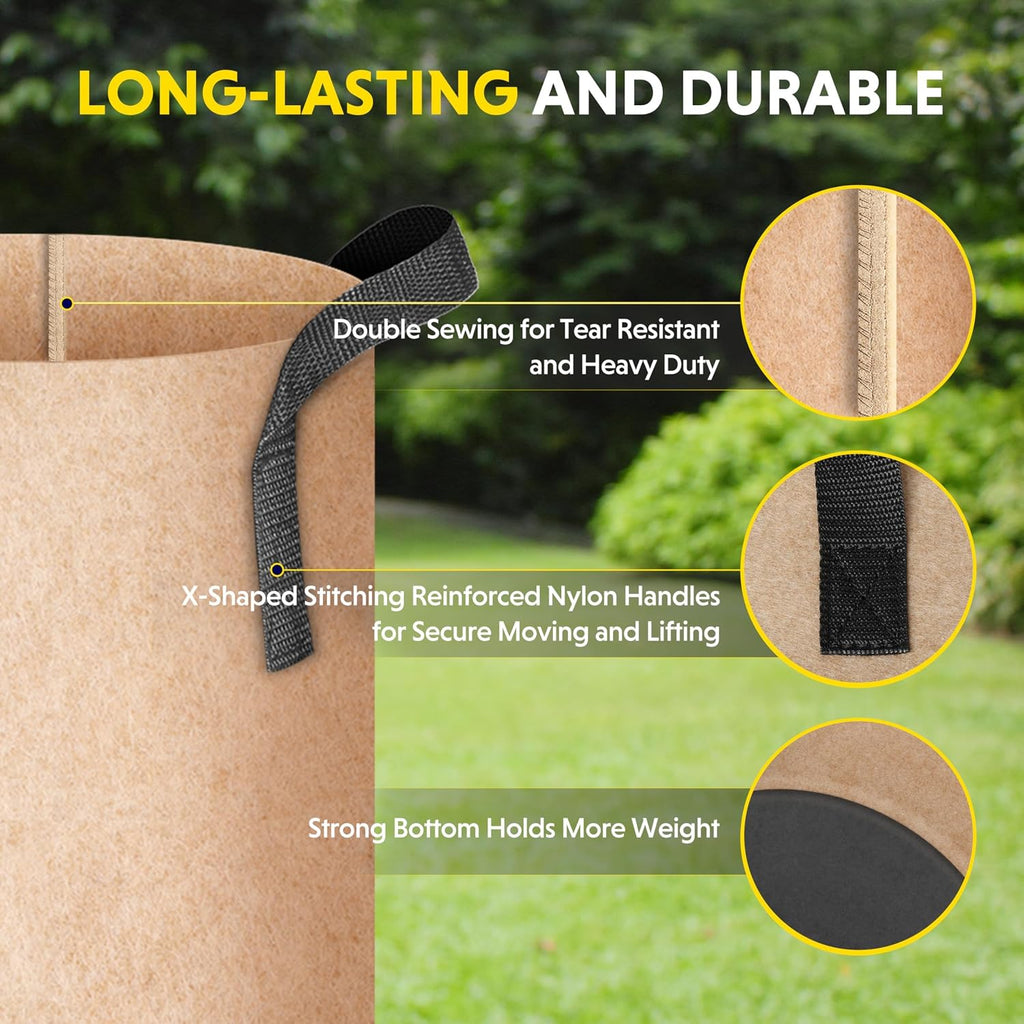 Simple Deluxe 12 Pack 7 Gallon Grow Bags, 300G Vegetable/Flower/Plant Fabric Pots with Handles, Heavy Duty Thickened