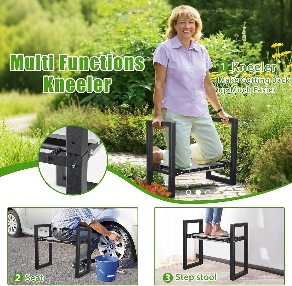 Garden Kneeler and Seat, 12.7" Wide Folding Heavy Duty Gardening Bench with Handles for Kneeling and Seat