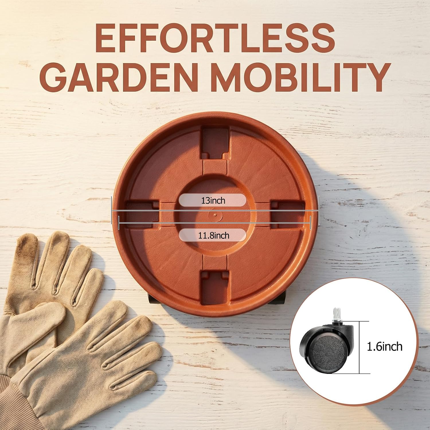 3 Pack Plant Caddy with Wheels, 13 inch Rolling Plant Stands | Round Coaster Roller Base Tray with Casters, Wheeled